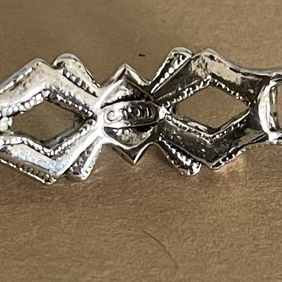 Vtg AVON Art Deco Panel Silver Tone Rhinestones Glam Bling Sparkle Bracelet 8” - Picture 3 of 7